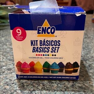 ENCO Basics Set Food Coloring Gels  NEW and sealed 9 colors Mixing Guide